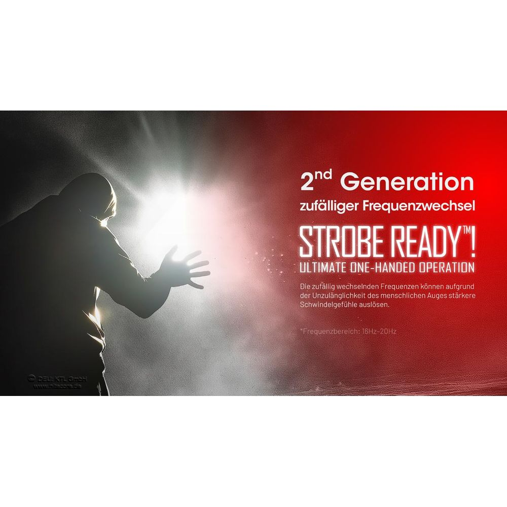 Sylwetka osoby ze świecącymi dłońmi, tekst o stroboskopie 2. generacji.