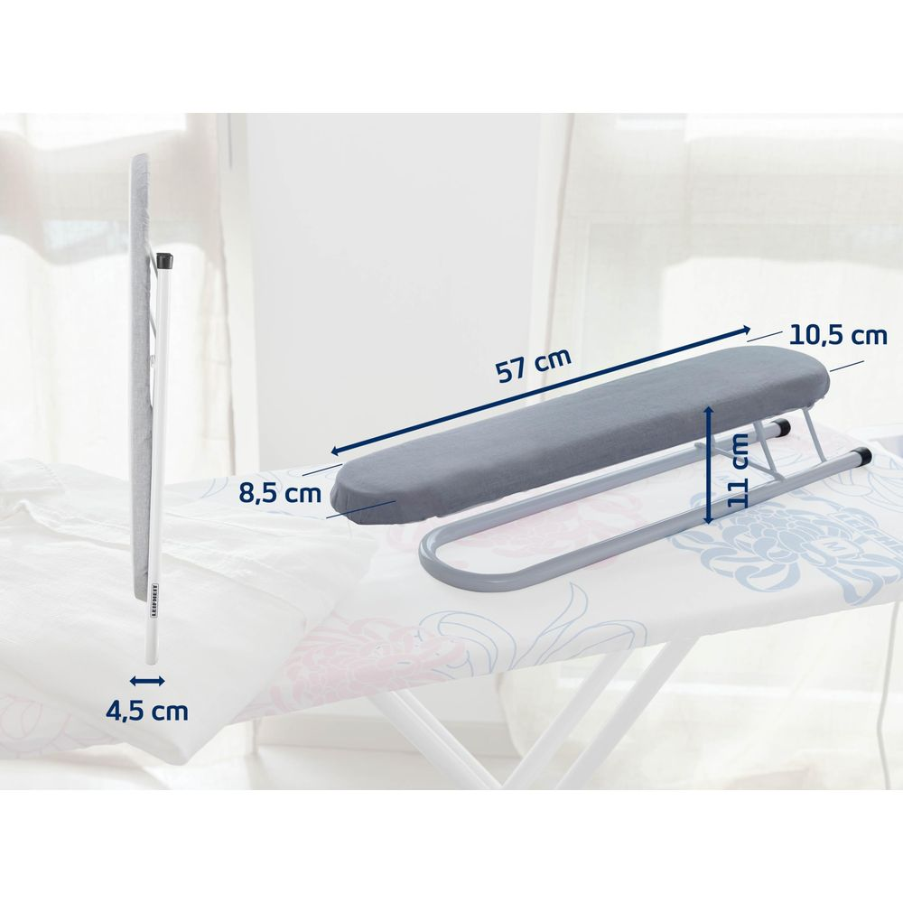 Asse da stiro grigia con dimensioni: 57 cm lunghezza, 10,5 cm larghezza.