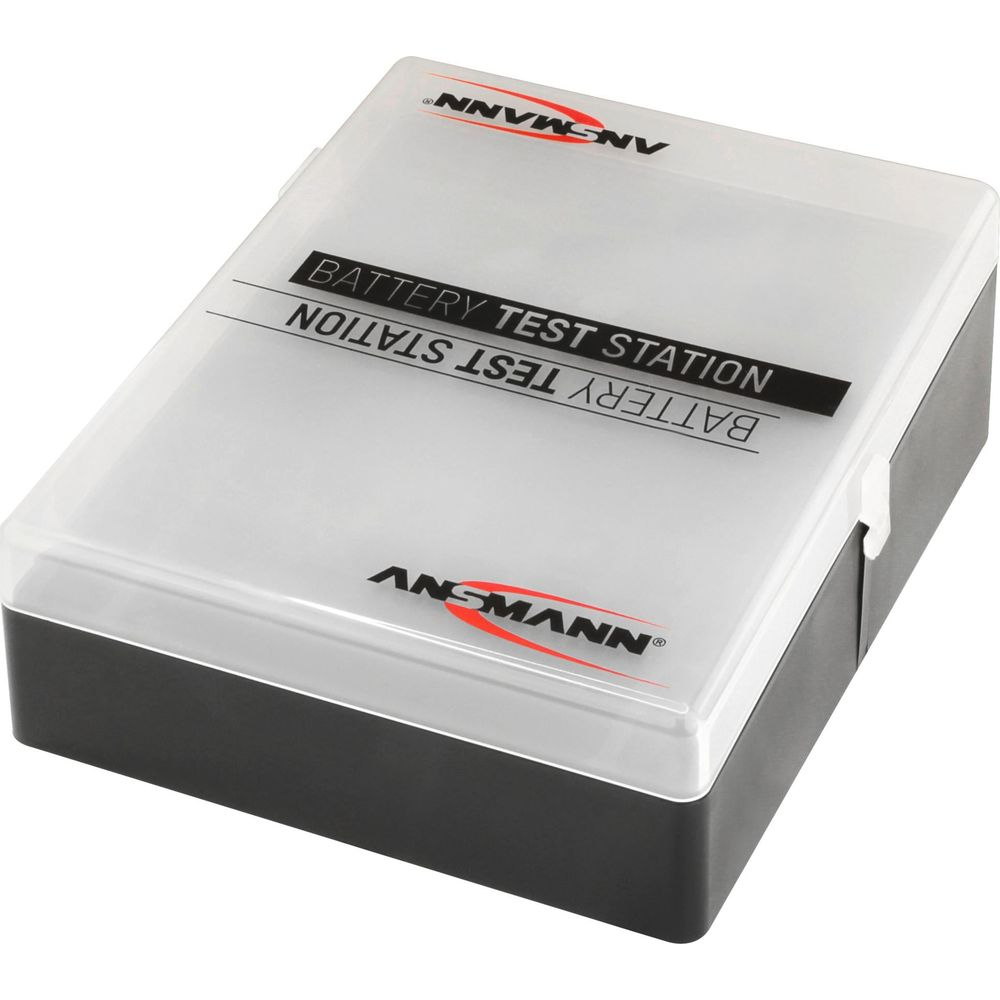 Ein schwarzes und weißes Batterietestgerät mit ANSMANN-Logo.