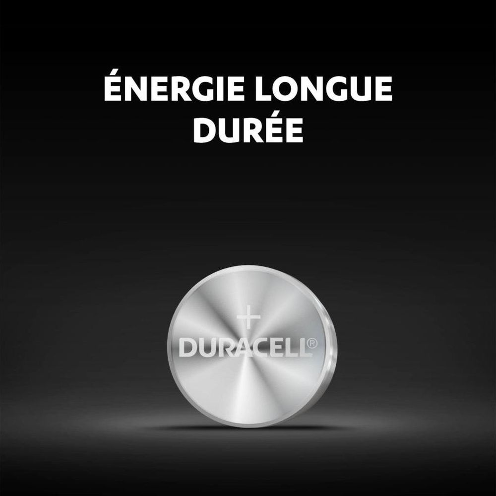 Bateria Duracell z napisem "ÉNERGIE LONGUE DURÉE".