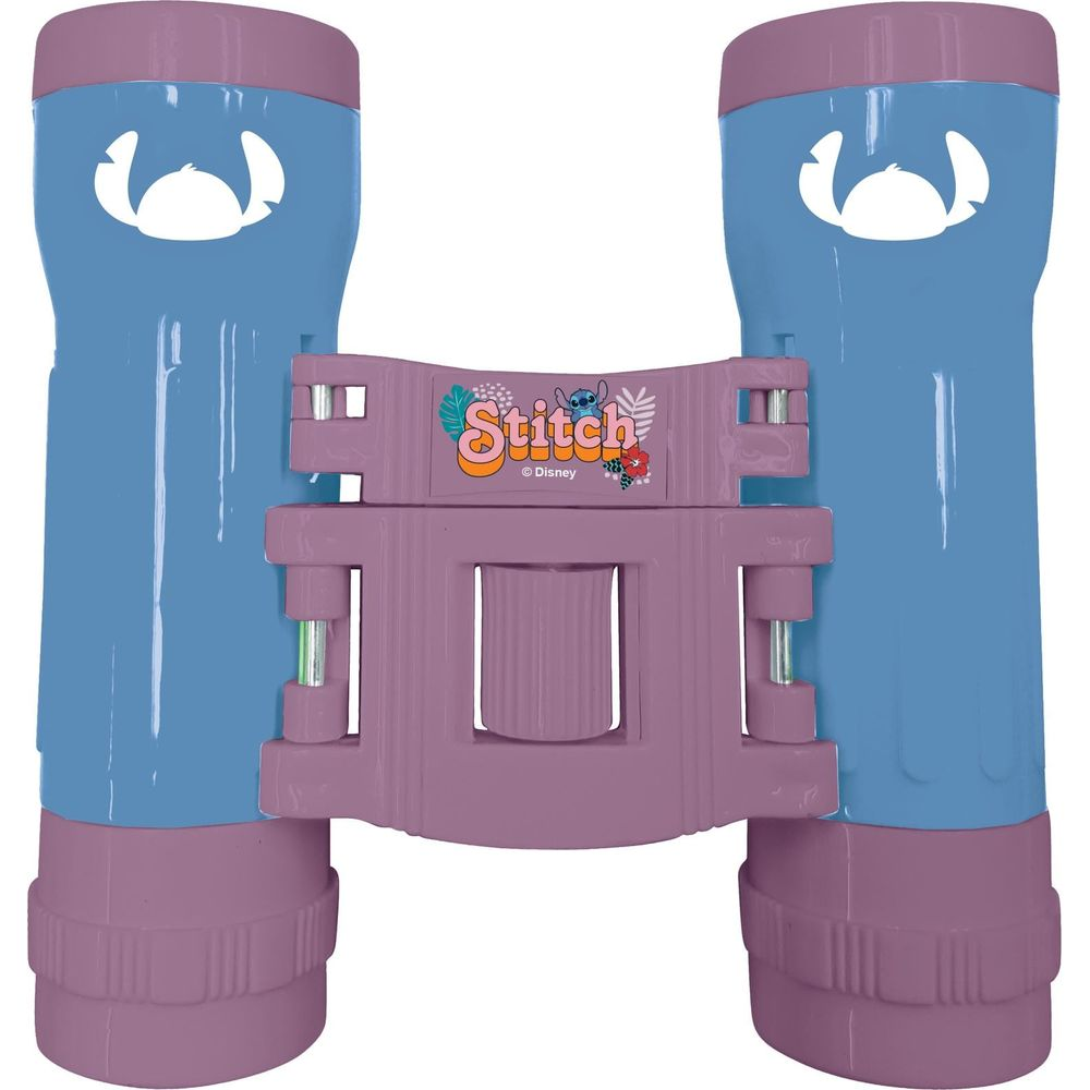 Binoculares azules y morados de Stitch con logo de Disney.