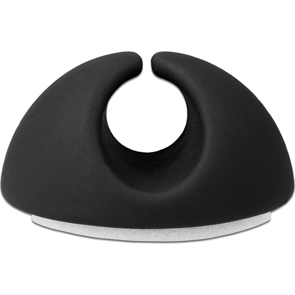 Mango negra con base blanca, con forma de luna creciente.
