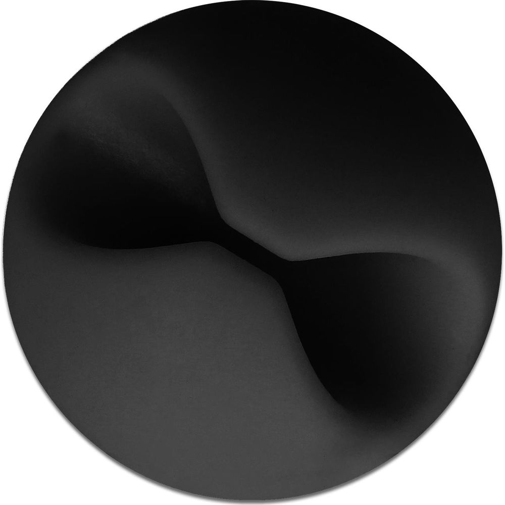 Un disco negro y brillante con una forma curva en el centro.