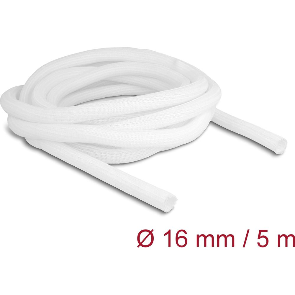 Un tube blanc enroulé avec texte Ø 16 mm / 5 m.