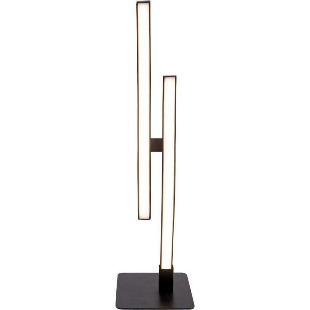 Moderne Stehlampe mit zwei vertikalen Leuchtstäben in Schwarz.