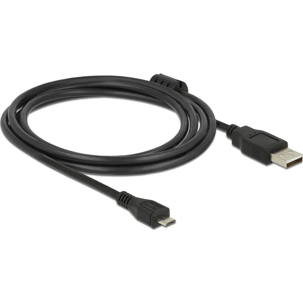 Black USB to Micro USB cable with connectors on both ends.
