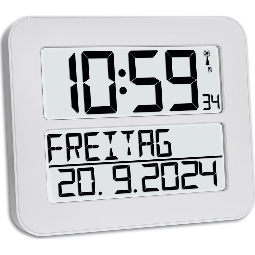 Reloj digital muestra 10:59, viernes, 20.9.2024. Icono señal radio.