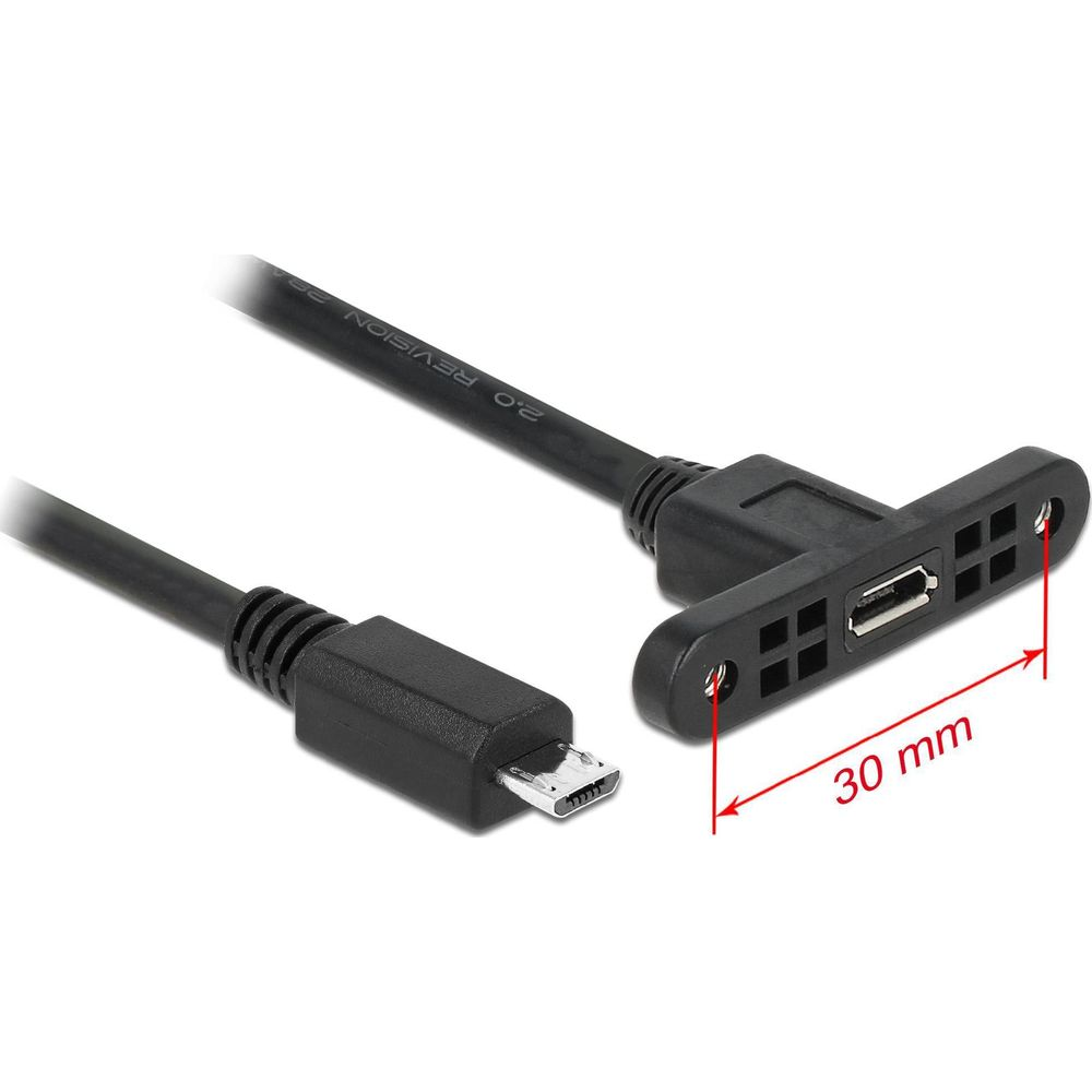 Black USB cable with micro USB connector and T-shaped bracket.