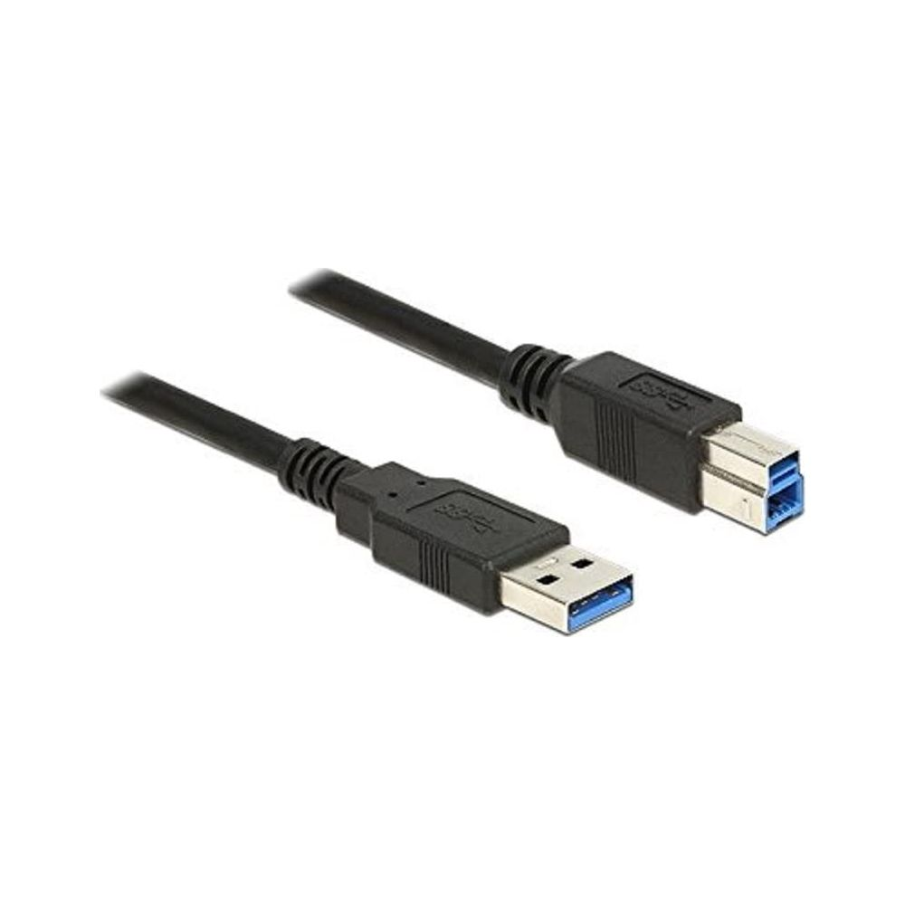 Deux câbles USB 3.0 noirs avec connecteurs bleus.