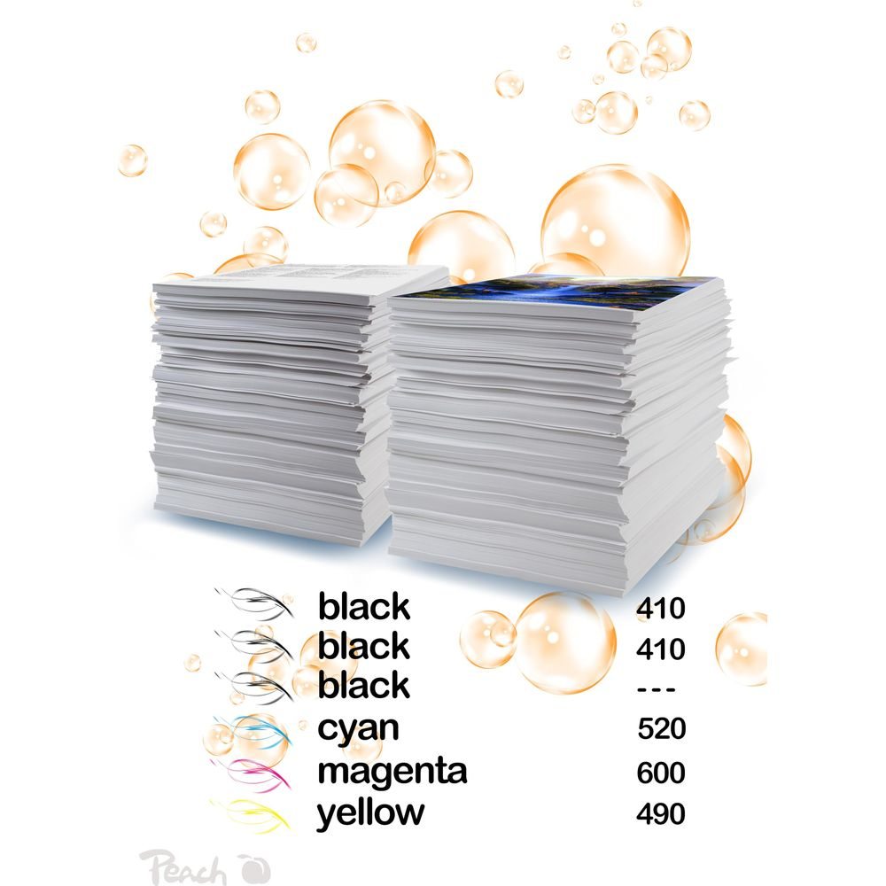 Due pile di carta, una con immagini, accanto a dettagli di colore e numeri.