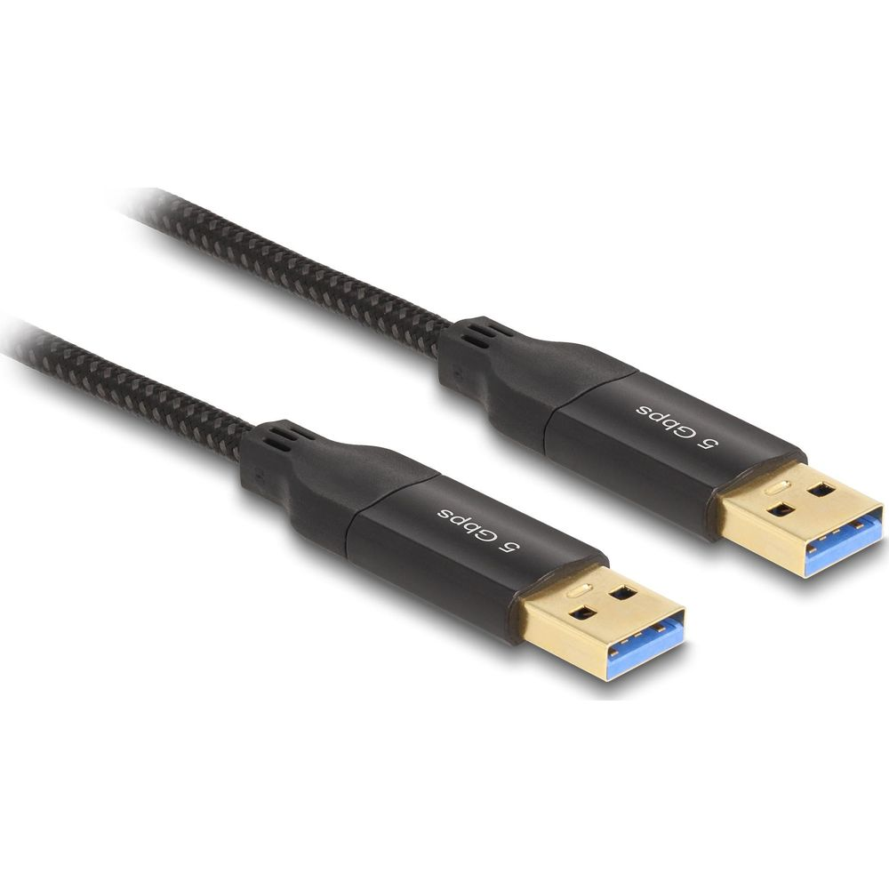 Un cavo USB 3.0 nero con due connettori, etichettato 5 Gbps.