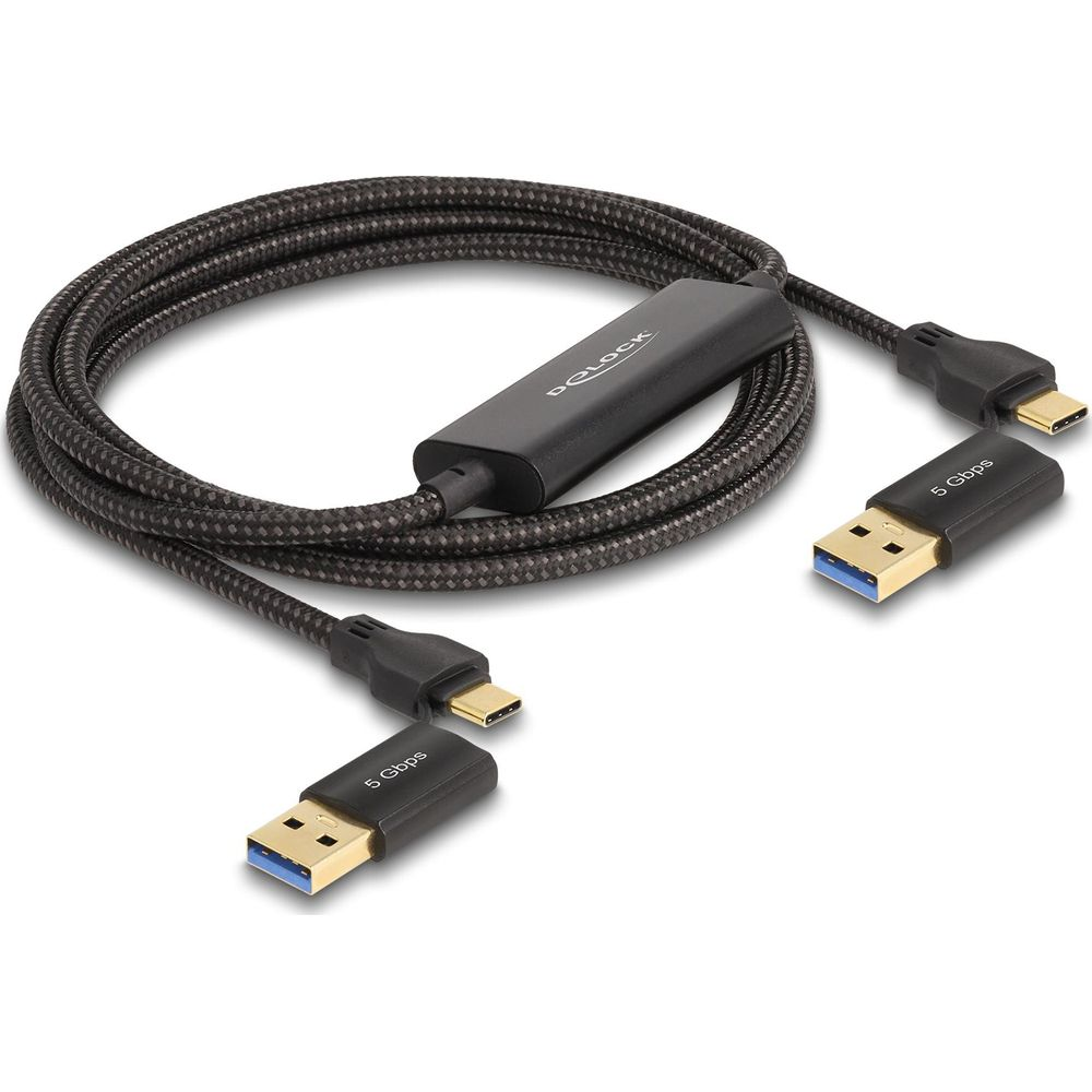 Cavo nero con un connettore USB-C e uno USB-A.