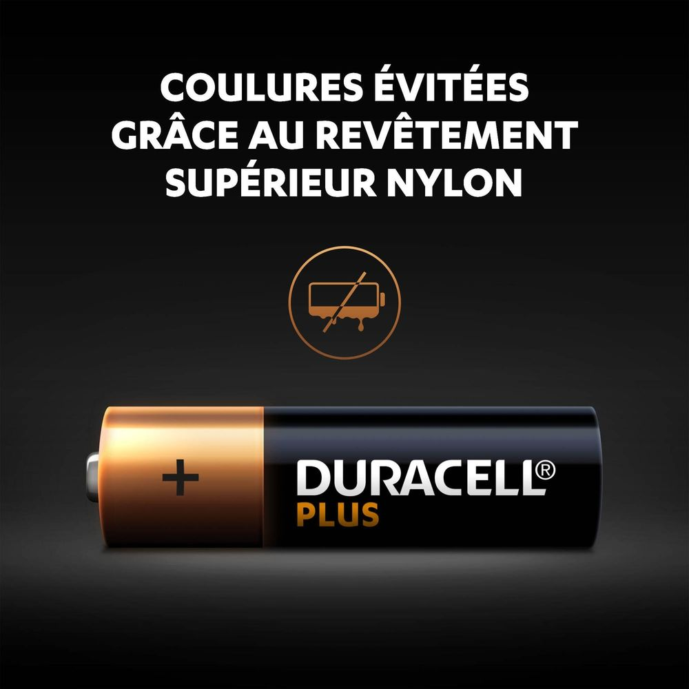 Bateria Duracell Plus z symbolem '+' i logo na czarnym tle.