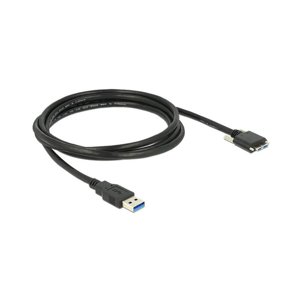 Un cavo USB nero con connettore USB-A e connettore USB-B.