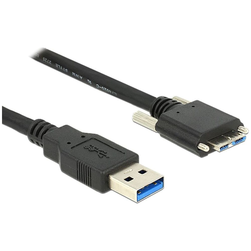 Cavo USB nero con connettore blu e un'altra porta.