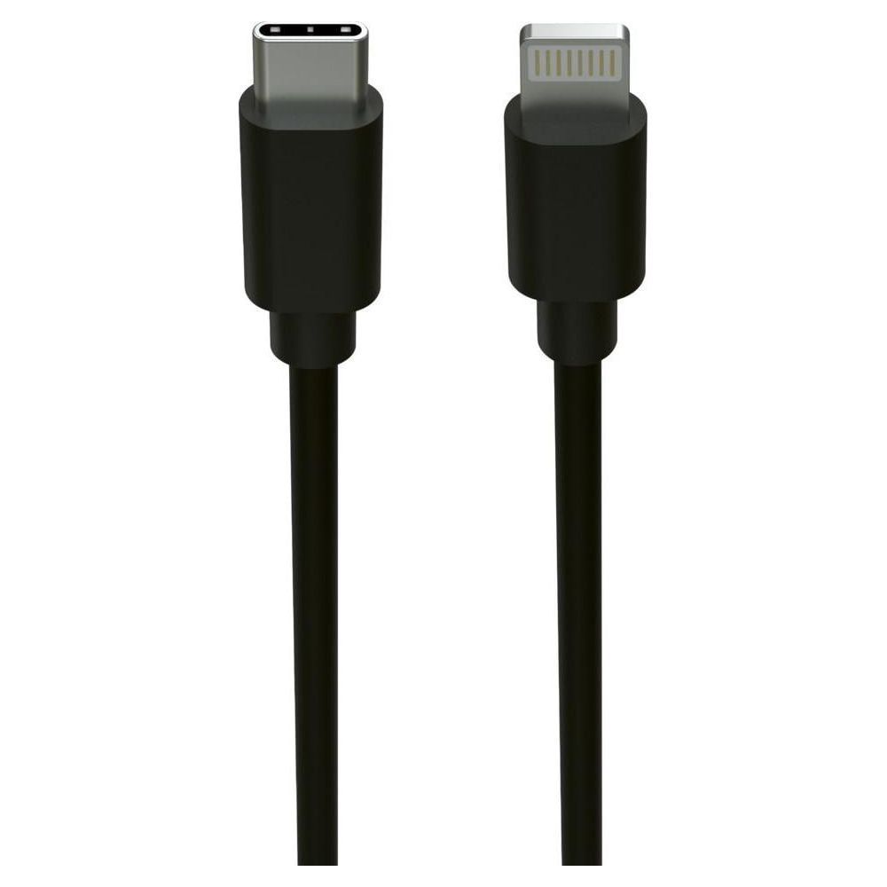 Zwei schwarze Kabel mit unterschiedlichen Anschlüssen: USB-C und Lightning.
