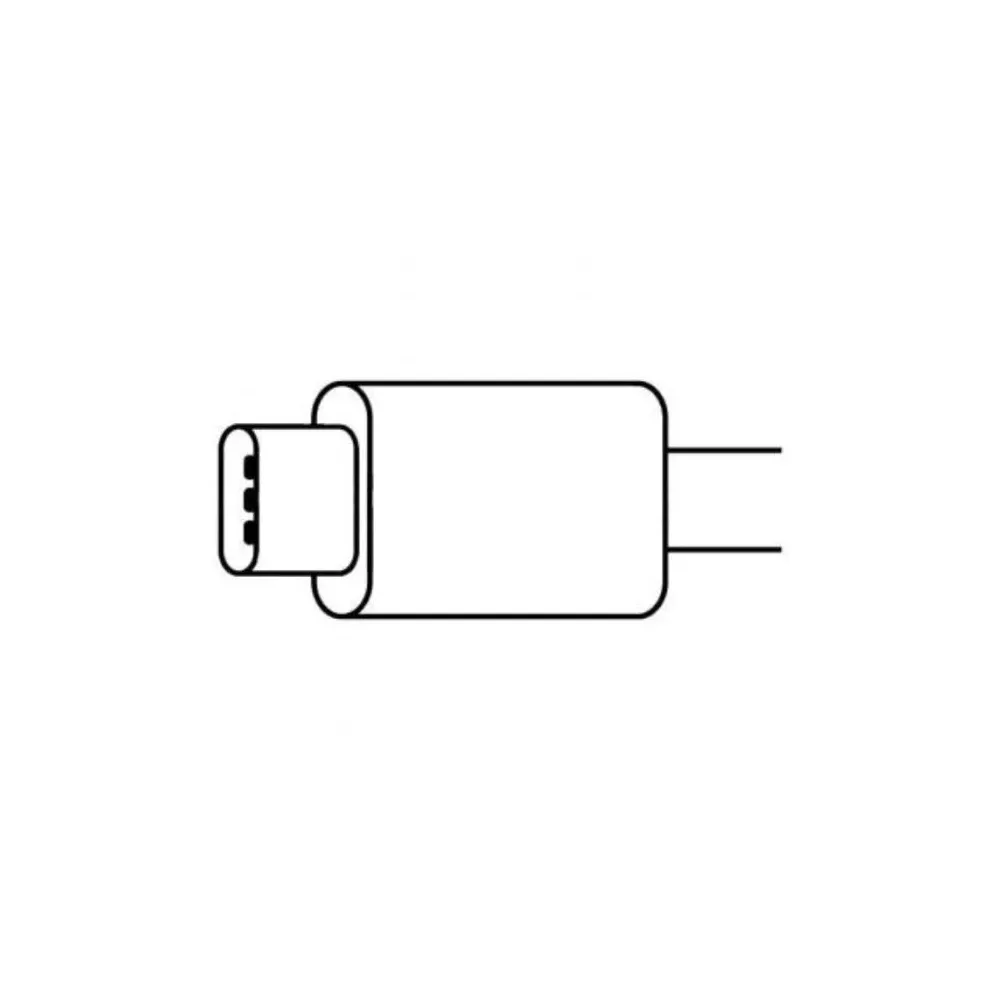 Czarno-biały rysunek liniowy złącza USB-C z dwoma pinami.