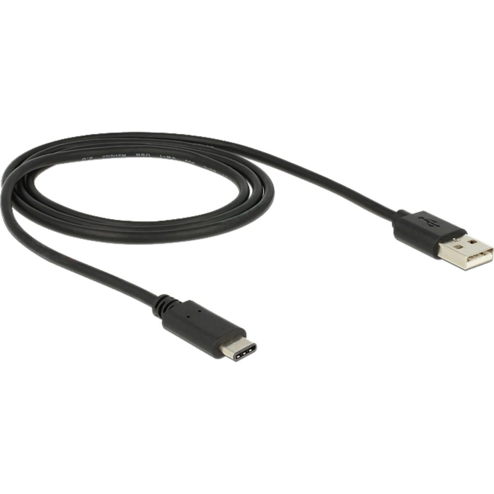 Câble USB-C vers USB-A noir avec les deux connecteurs visibles.