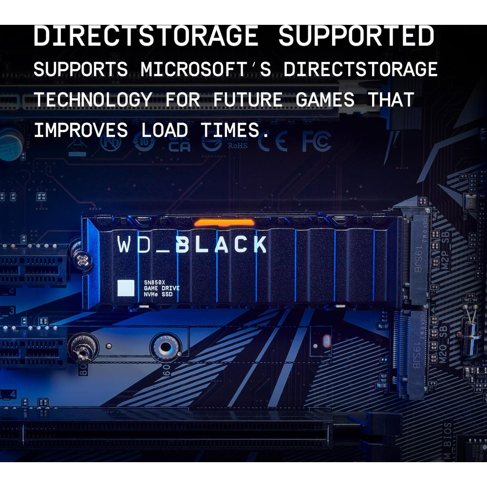 Dysk WD_BLACK NVMe na płycie głównej, wsparcie DirectStorage.