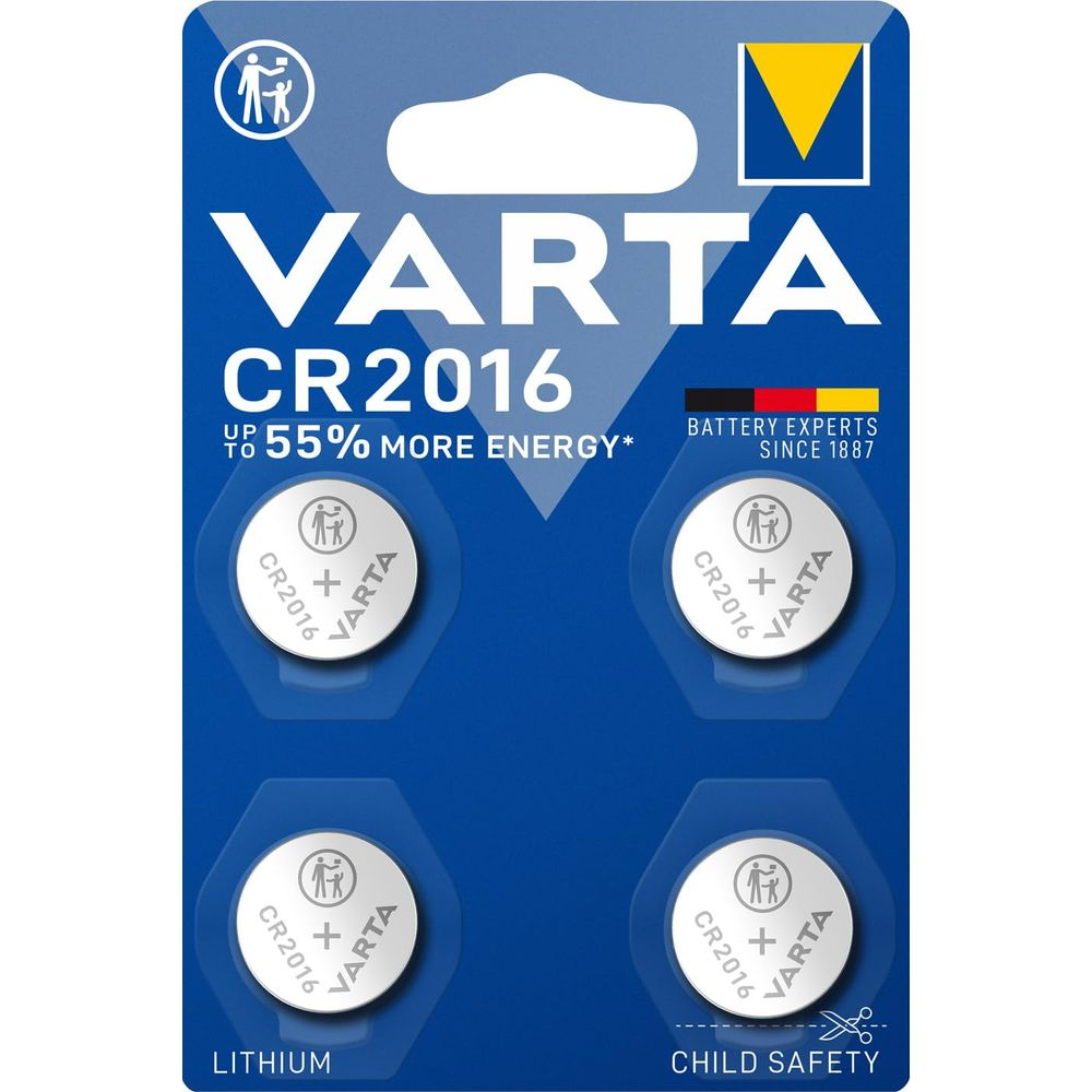 Varta CR2016 Batterien: 4 Stück, Lithium, mehr Energie, Kindersicherung.