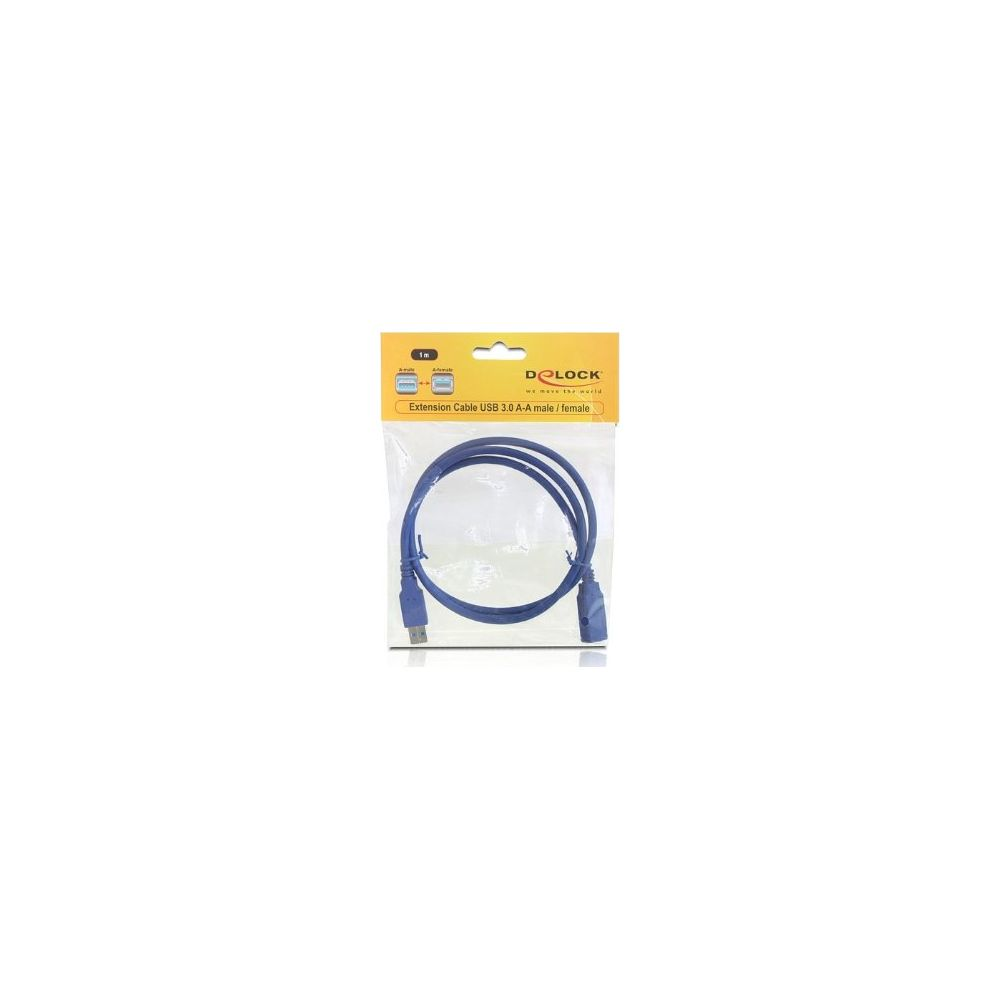 Packaged blue USB 3.0 A male/female extension cable