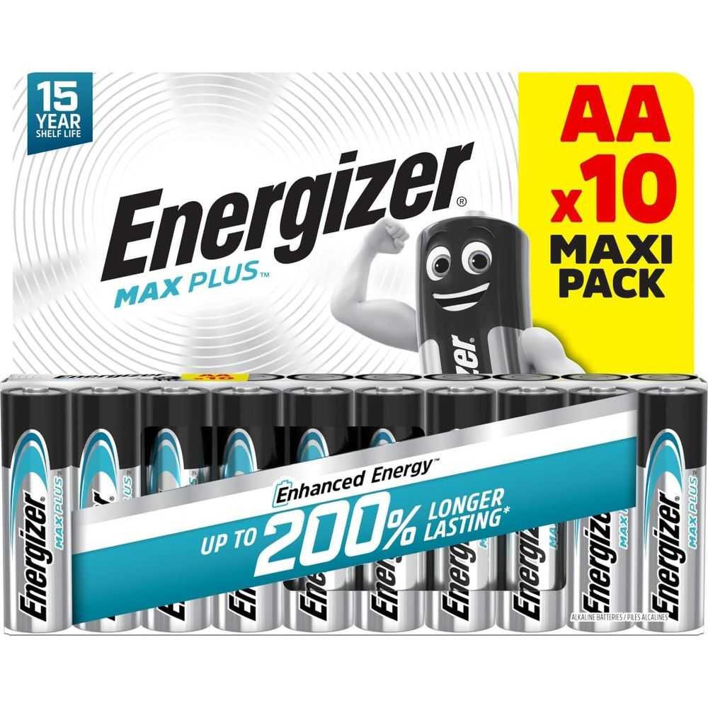Batterie Energizer AA Maxi Pack, 10 pezzi, 15 anni di conservazione.