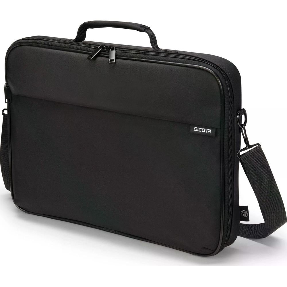Borsa nera per laptop con manico e tracolla, marca Dicota.