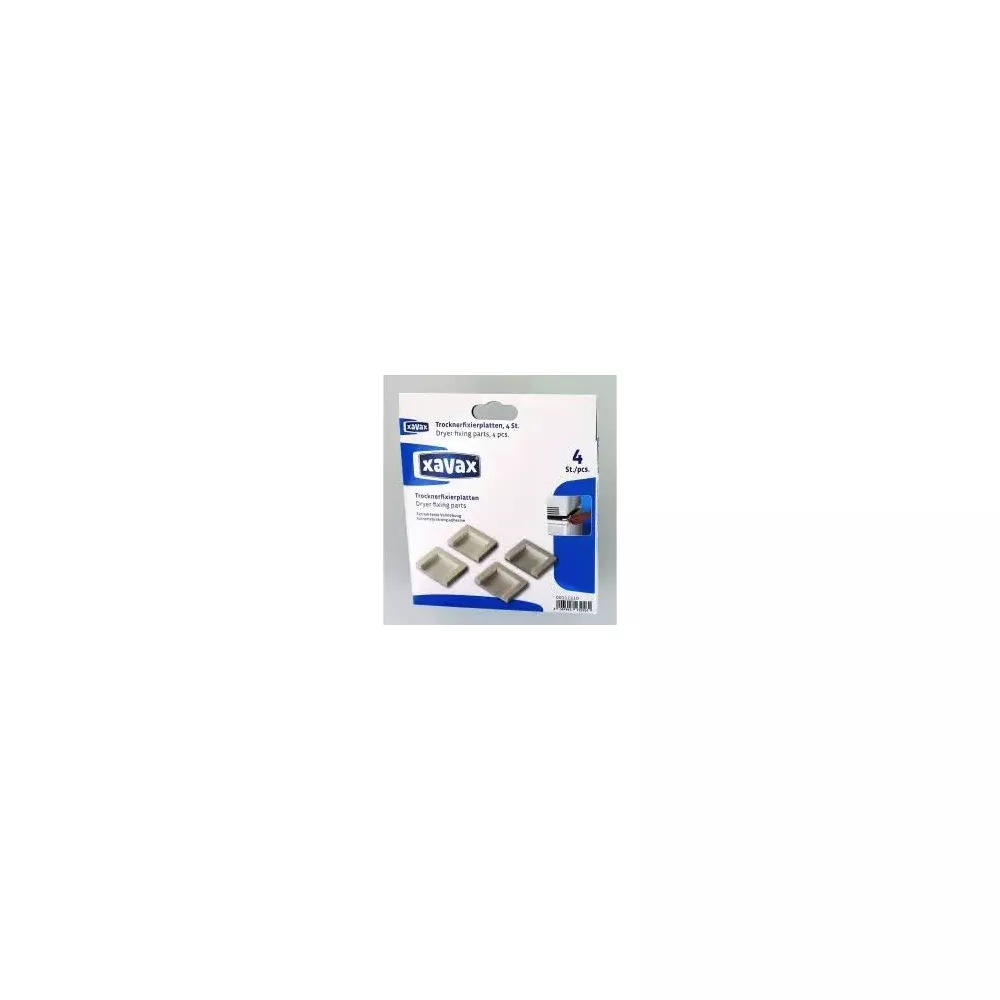 Confezione con quattro piastre di fissaggio argentate per asciugatrice Xavax.