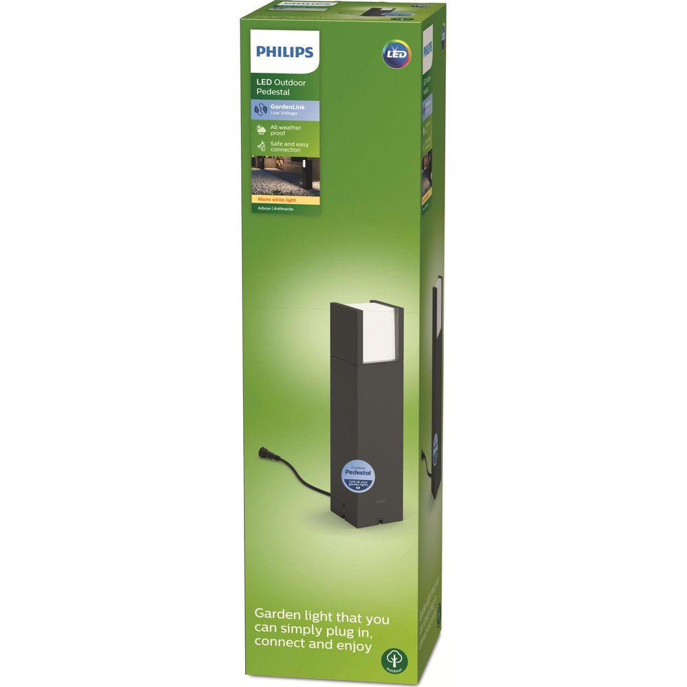 Lampada da terra LED Philips per esterni antracite con cavo e spina.