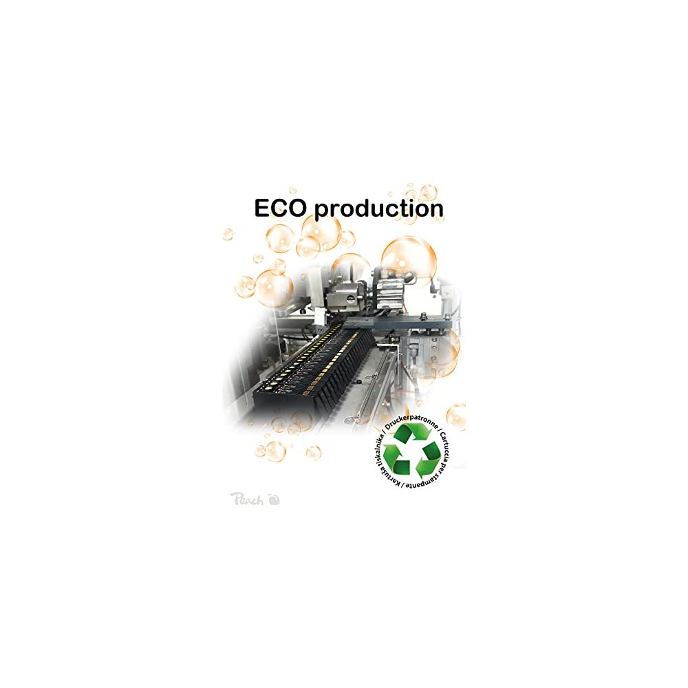 Produzione ECO: Macchine con cartucce e simbolo di riciclo.