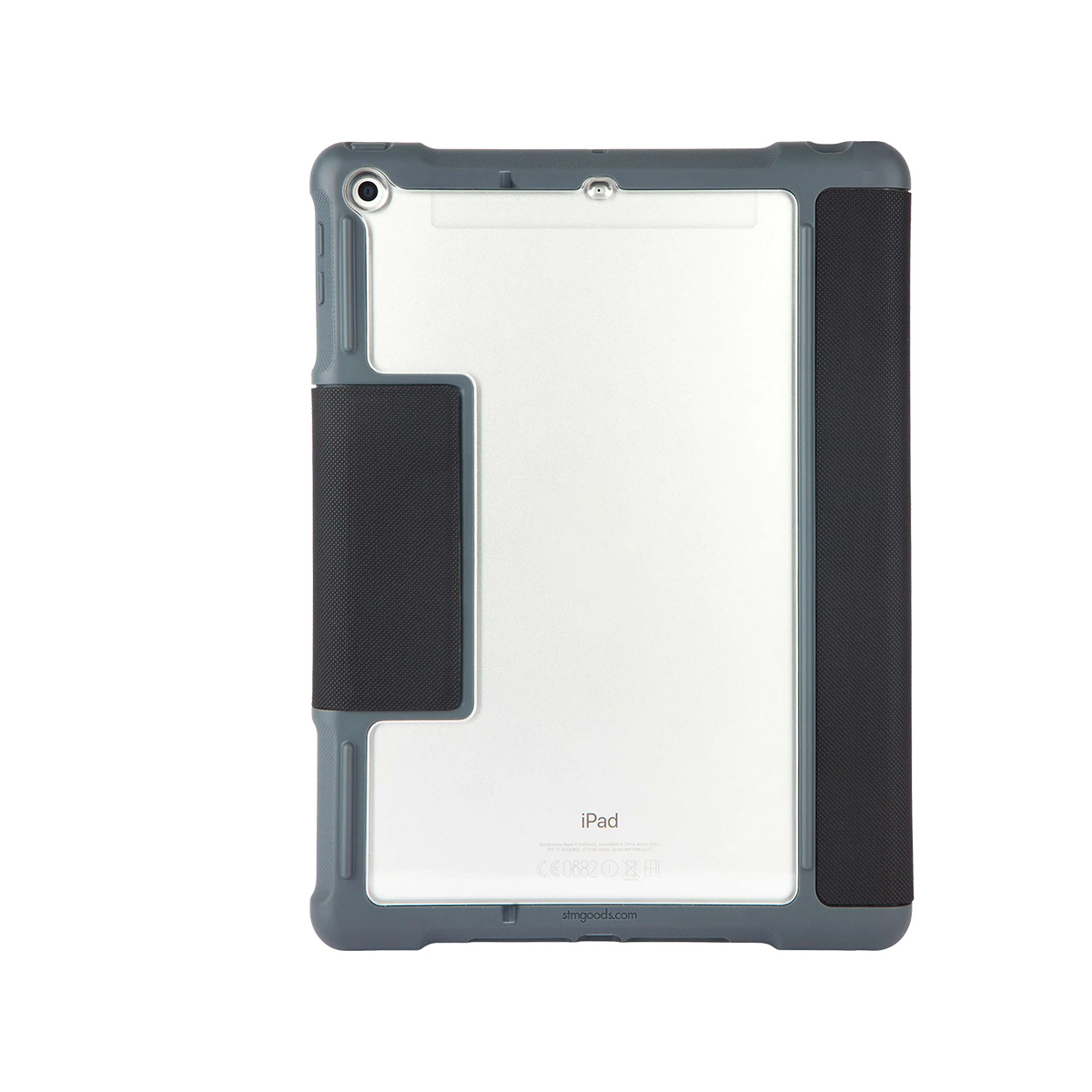 Retro di custodia grigia per iPad con impugnatura nera