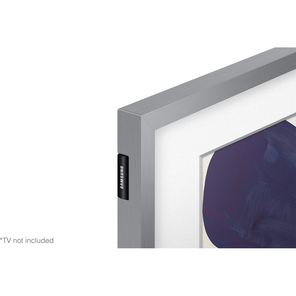 Grauer Samsung TV-Rahmen mit einer Kunstleinwand. TV nicht enthalten.