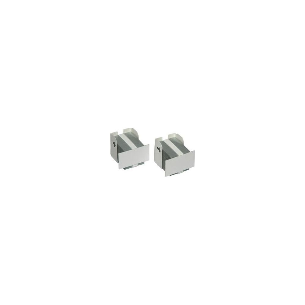 Due contenitori metallici bianchi con strisce grigie, uno accanto all'altro.