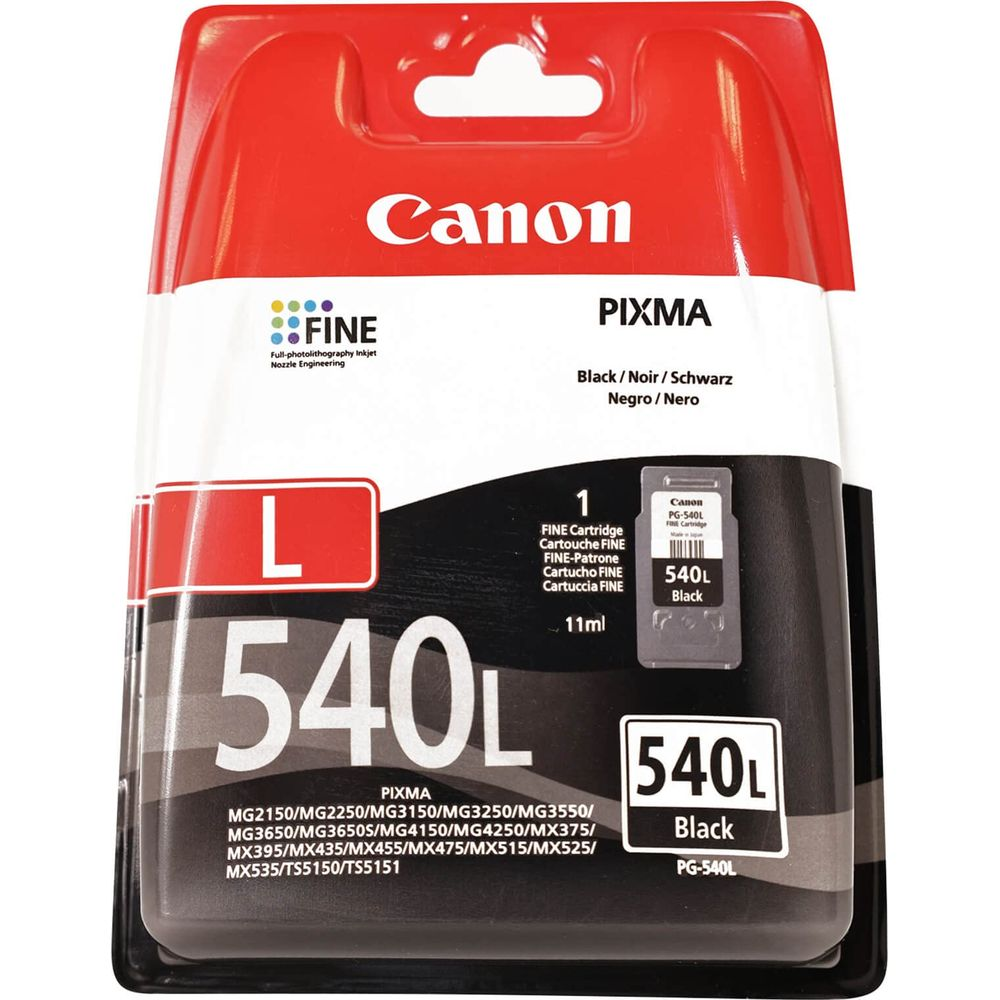 Czarny tusz Canon PIXMA 540L z technologią FINE.