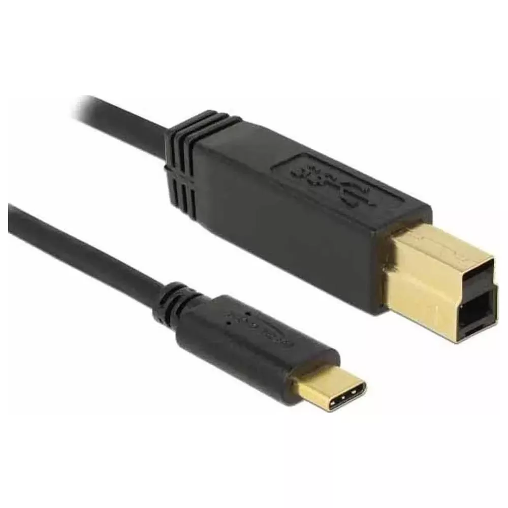 Ein schwarzes USB-Kabel mit Typ-A- und Typ-C-Steckern.
