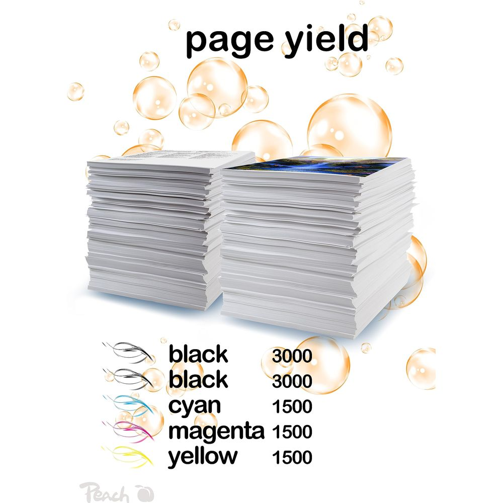 Dwa stosy papieru z kolorami i liczbą stron obok.