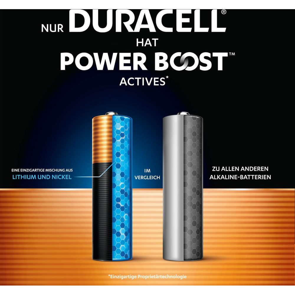 Duracell Power Boost z Lit/Nikiel w porównaniu do innych baterii.