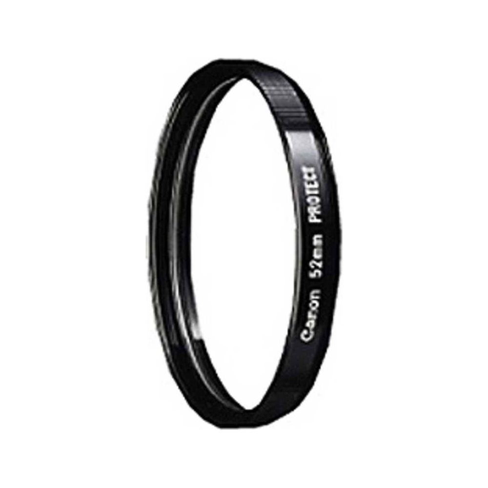Ein schwarzer Canon 52mm Protect Filterring, isoliert auf weißem Hintergrund.