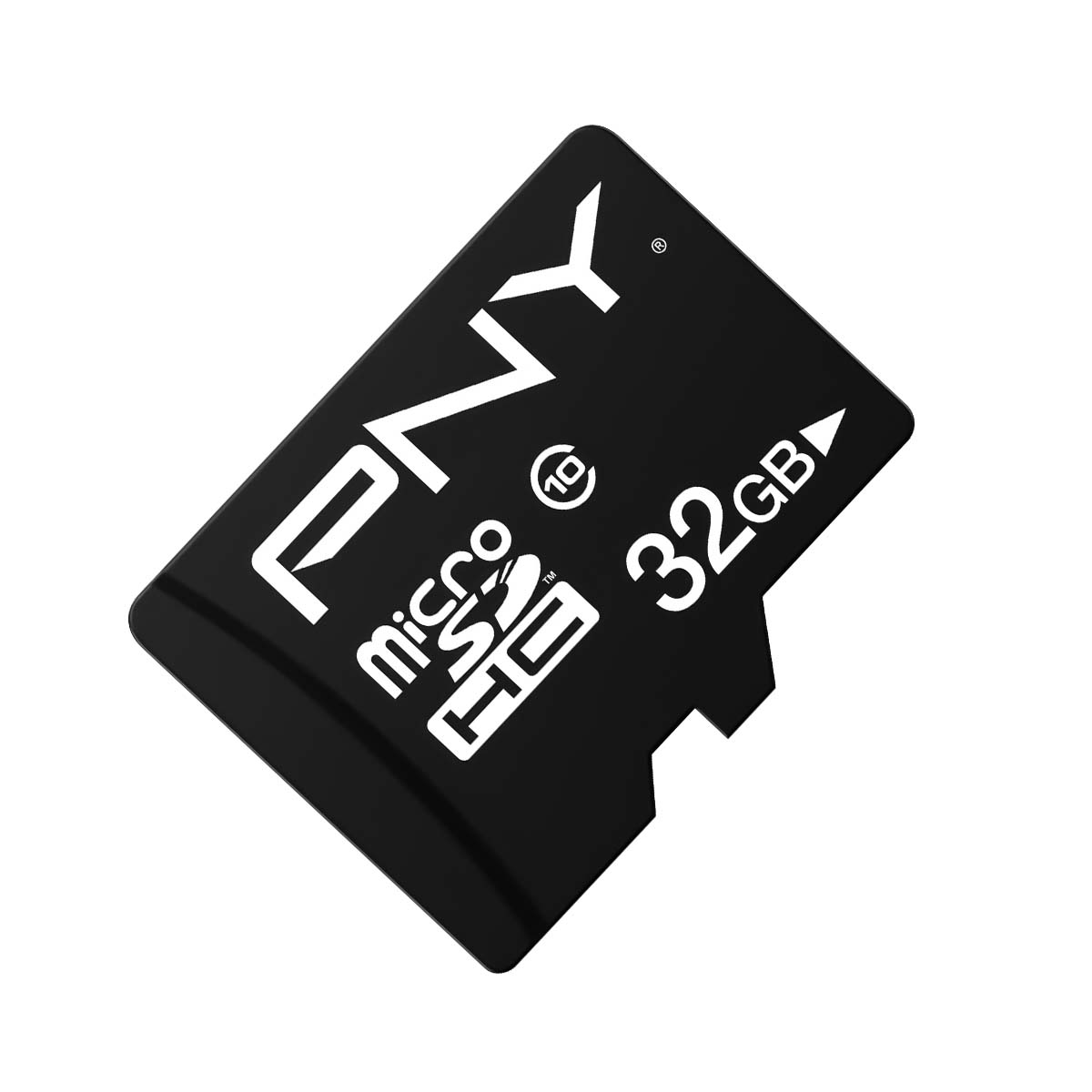 Czarna karta micro SD PNY o pojemności 32 GB.