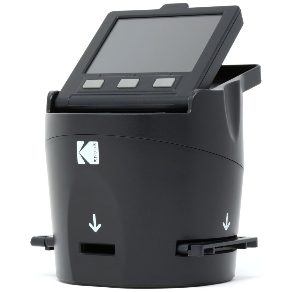 Ein schwarzer Kodak-Filmscanner mit Bildschirm und Tasten.