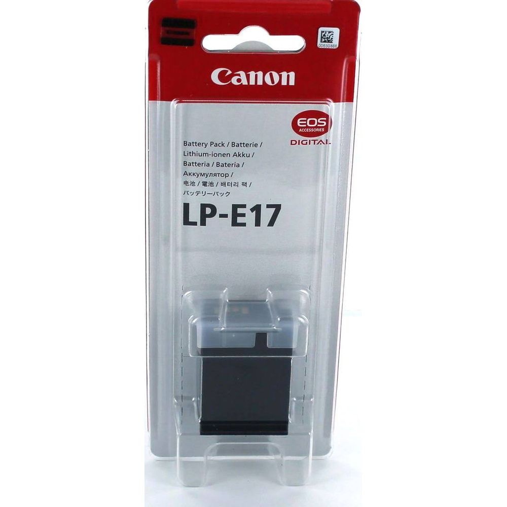 Batería Canon LP-E17 en empaque con marca EOS Digital.