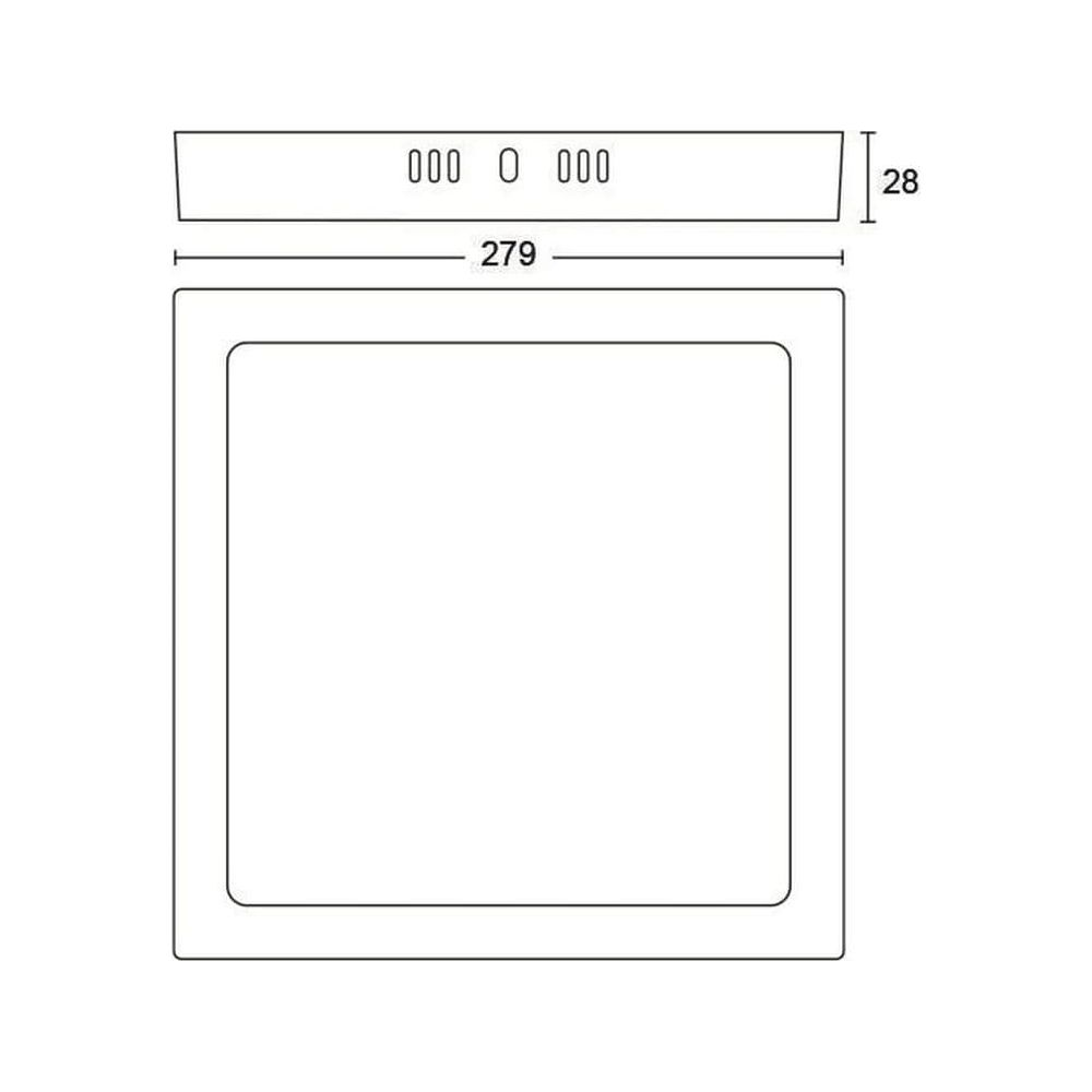 Dessin technique d'un objet rectangulaire avec dimensions 279 et 28.