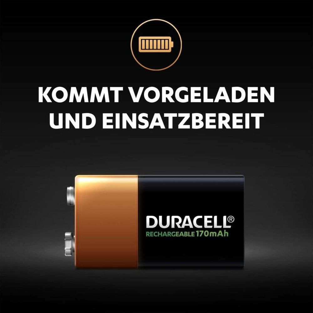 Una batteria ricaricabile Duracell da 170 mAh è precaricata e pronta all'uso.