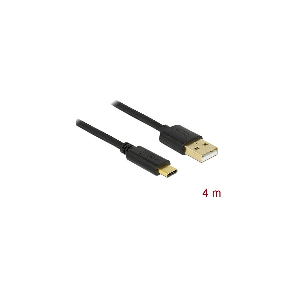 A black USB-C to USB-A cable, 4 meters long, with gold connectors.