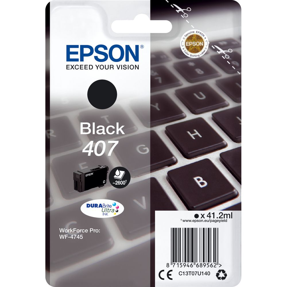 Tusz Epson Czarny 407 do WorkForce Pro WF-4745. 41,2ml.