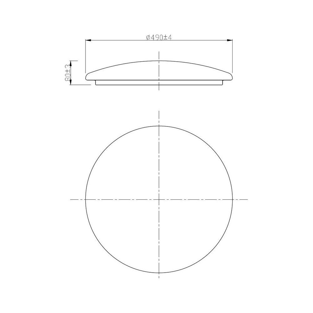 Dibujo técnico de una forma redonda con dimensiones.