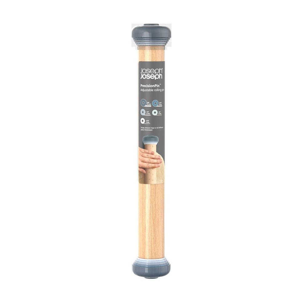 Rodillo ajustable Joseph Joseph PrecisionPin con tapas azules.