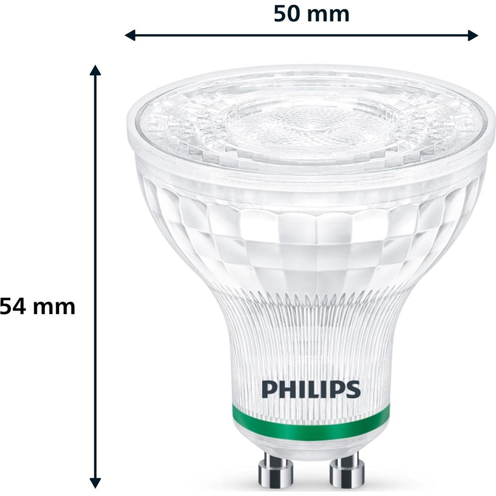 Ampoule LED Philips blanche, culot GU10, 50mm large, 54mm haut.