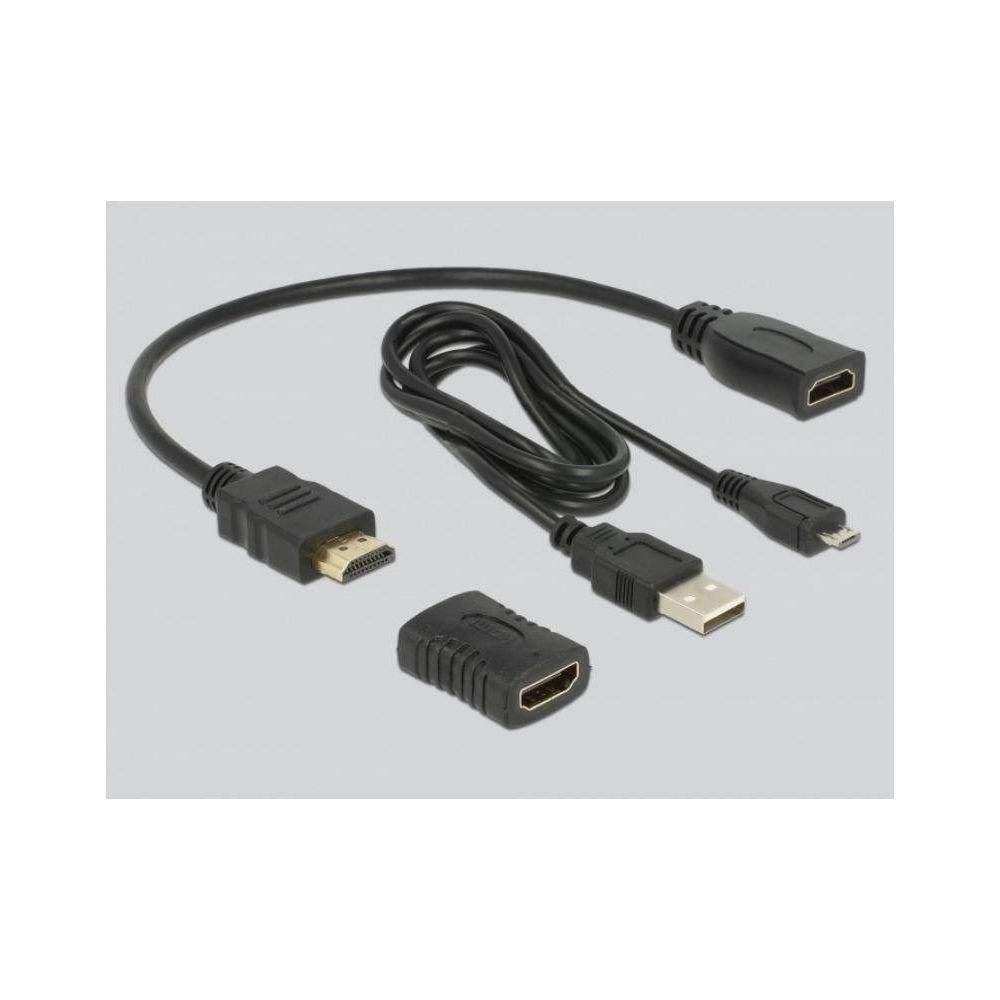Un cavo adattatore da HDMI a Micro USB con connettore USB-A.