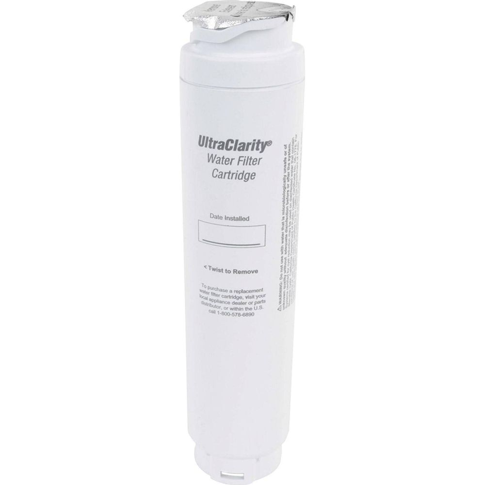 Weier UltraClarity Wasserfilter-Kartusche mit silberner Oberseite und Installationsdatum-Feld.